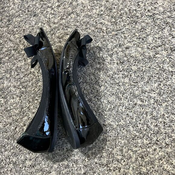 Kate Spade New York Black Peep Toe Ballet Flats Shoes Size 8.5 Patent Leather - Picture 7 of 8
